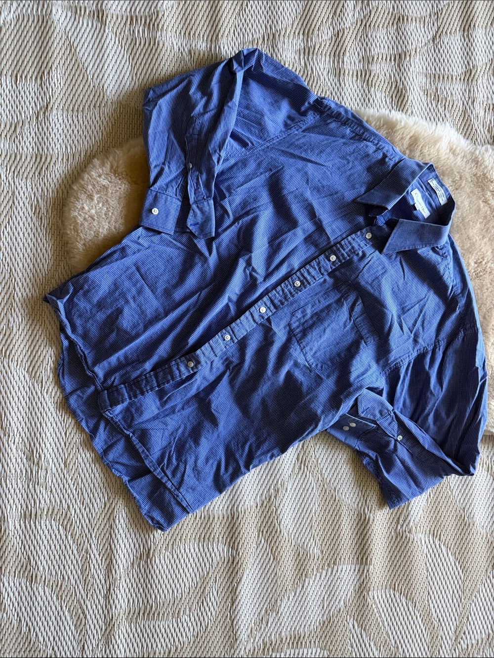 Dior Men's Blue Micro-Check Button-Up Shirt